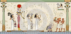 Ancient egypt banner.Egyptian hieroglyph and symbol