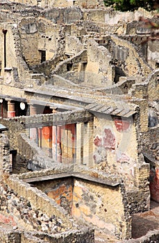 Murals in the ancient Roman Herculaneum, Italy