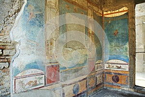 Murals on the walls in Pompeii