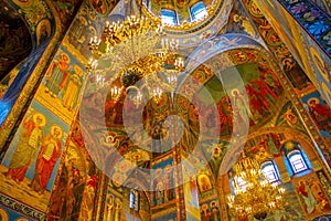 Murals on the walls of the Savior on Blood Orthodox Cathedral