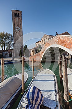 Murano - view of boats and Ponte San Donato photo