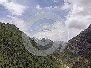 Murdash Village Alay Valley Kyrgyzstan Osh Region. A View of Alay Valley, Trans-alay Range, and Kyzyl-suu West River. Alay Moun