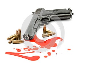 Murder concept - gun and blood photo