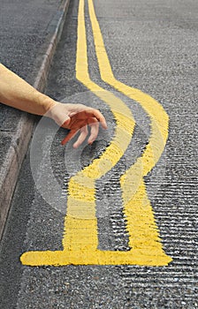 murder mystery suspense crime criminal roadkill homicide accident yellow lines wobbly police