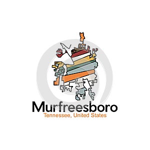 Murfreesboro Tennessee City Geometric Creative Design