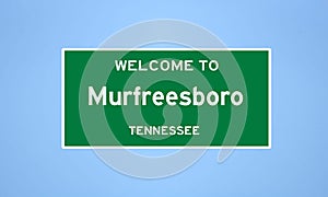 Murfreesboro, Tennessee city limit sign. Town sign from the USA