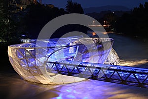 Murinsel in Graz at night