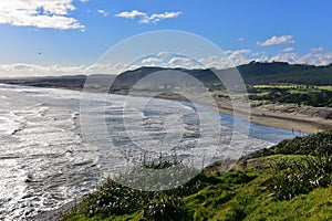 Muriwai beach along the west coast of North Island in New Zealand