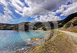 Muriwai view of the lagoon. Road to Port Jackson. Coromandel. New Zealand