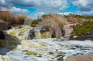 The murmuring waters of the Tokovsky waterfall in Ukraine. photo