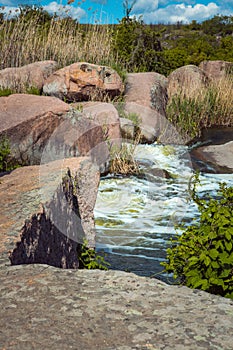 The murmuring waters of the Tokovsky waterfall in Ukraine. photo