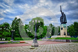 Ilya Muromets statue in Murom old town photo