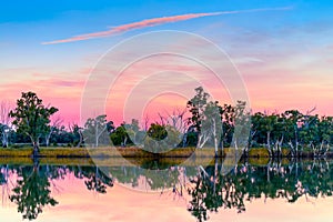 Murray river at sunset, Riverland, South Australia