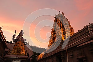 Murudeshwar Temple at sunset - Lord Shiva statue - Gopura - India religious trip - Hindu religion