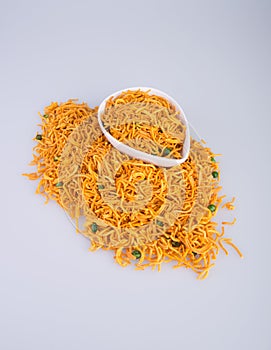 murukku or traditional indian snack chakli and chakali on background.