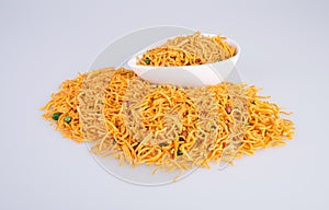 murukku or traditional indian snack chakli and chakali on background.