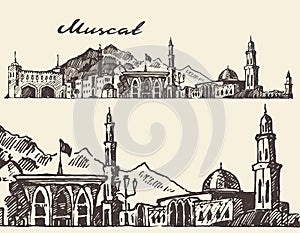 Muscat engraved illustration hand drawn sketch