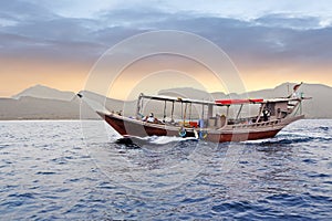 Muscat, Oman, a cruise on a traditional Arabian boat Dhow.