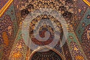 Muscat, Oman: Mosaic ornament decoration in Sultan Qaboos Grand Mosque interior