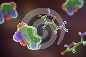 Muscimol molecule, 3D illustration