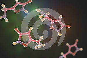 Muscimol molecule, 3D illustration