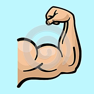 Muscle arms, strong bicep vector icon