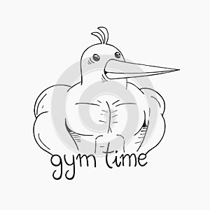 Muscle bird and gym time message