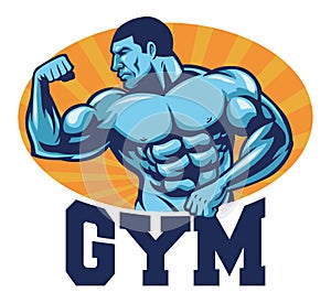 Muscle bodybuilder suitable for gym mascot