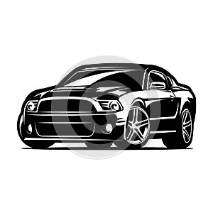 muscle car black and white vector