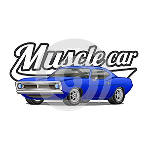 Muscle car cartoon classic vector poster t-shirt print