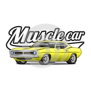 Muscle car cartoon classic vector poster t-shirt print