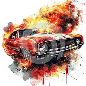 Muscle Car on Fire