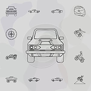 Muscle car front icon. Bigfoot car icons universal set for web and mobile