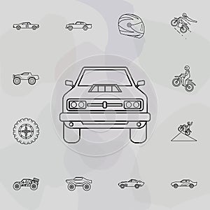 Muscle car front icon. Bigfoot car icons universal set for web and mobile