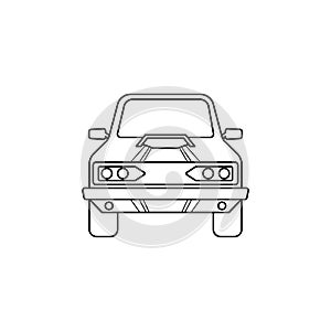 muscle car front illustration. Element of extreme races for mobile concept and web apps. Thin line muscle car front illustration c