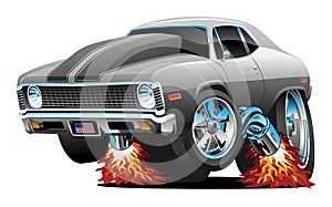 Muscle Car Hot Rod Cartoon Isolated Vector Illustration