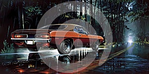 muscle car illustration, motors, roadtrips, ai image of cars