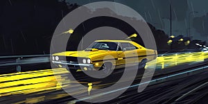 muscle car illustration, motors, roadtrips, ai image of cars