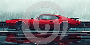 muscle car illustration, motors, roadtrips, ai image of cars