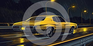 muscle car illustration, motors, roadtrips, ai image of cars