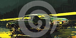 muscle car illustration, motors, roadtrips, ai image of cars