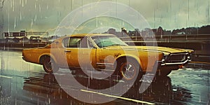 muscle car illustration, motors, roadtrips, ai image of cars