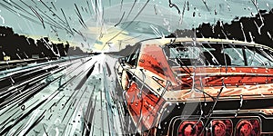 muscle car illustration, motors, roadtrips, ai image of cars