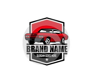 Muscle Car Logo Design. This logo is suitable for an old style or classic car workshop, workshop, workshop, car repair shop