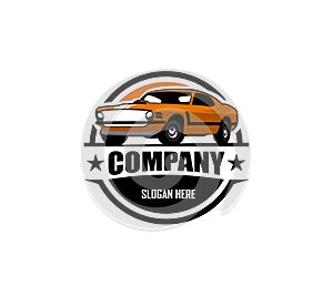 Muscle car logo - vector illustration, emblem design on white background