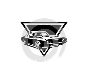 Muscle car logo - vector illustration, emblem design on white background