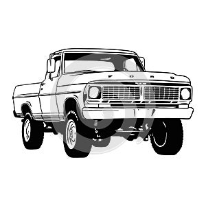 Muscle car - Old USA Classic Car, 1970s, Muscle car Stencil - Vector Clip Art for tshirt and emblem