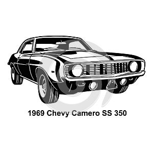 Muscle car - Old USA Classic Car, 1960s, Muscle car Stencil - Vector Clip Art for tshirt and emblem photo