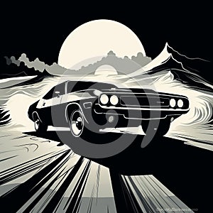 Muscle Car Poster: Dodge Charger In The Style Of Kilian Eng