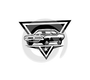 Muscle car silhouette logo vector isolated. Emblem badge concept